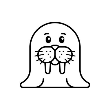 Deniz aygırı ikonu. Simge tasarımı. Şablon elementleri Düz biçim