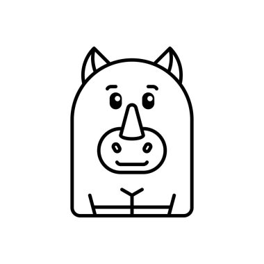 Gergedan ikonu. Simge tasarımı. Şablon elementleri Düz biçim