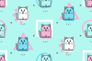 Kedilerde kusursuz desen. Simge tasarımı. Şablon ögeleri