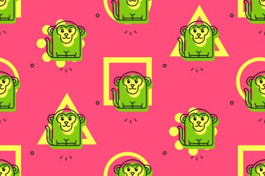 Maymunlarda kusursuz desen. Simge tasarımı. Şablon ögeleri