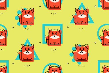 Tilki desenli kusursuz desen. Simge tasarımı. Şablon ögeleri