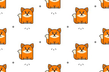 Tilki desenli kusursuz desen. Simge tasarımı. Şablon ögeleri