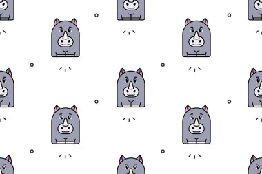 Gergedanlarla kusursuz bir düzen. Simge tasarımı. Şablon ögeleri