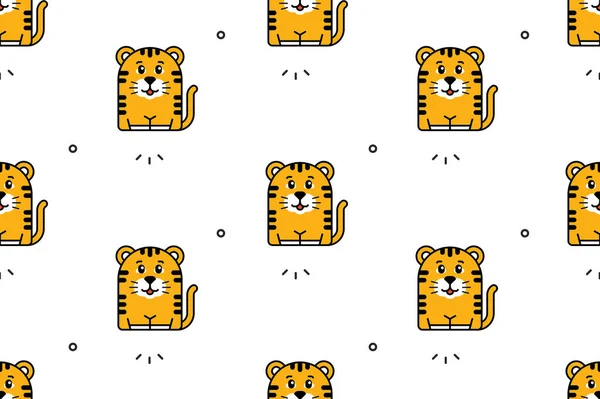 Patrón Sin Costuras Con Tigres Diseño Iconos Elementos Plantilla — Archivo Imágenes Vectoriales