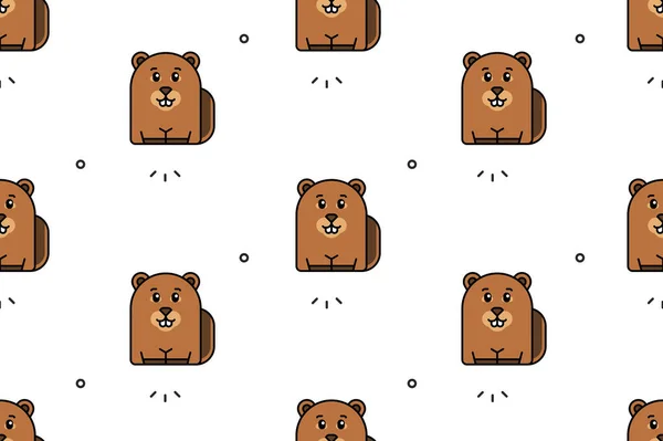 Seamless Pattern Beavers Icon Design Template Elements — Διανυσματικό Αρχείο