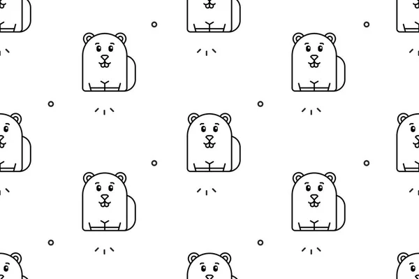 Seamless Pattern Beavers Icon Design Template Elements — 스톡 벡터