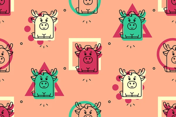 Seamless Pattern Elks Icon Design Template Elements — Vettoriale Stock