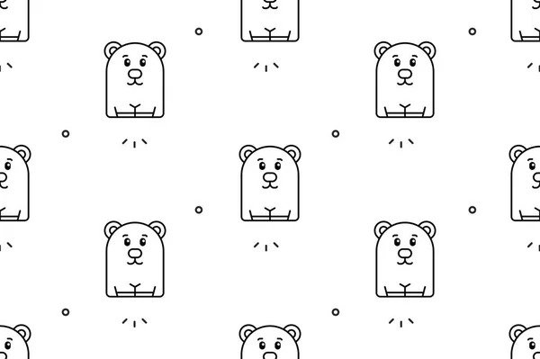 クマとのシームレスなパターン アイコンデザイン テンプレート要素 — ストックベクタ