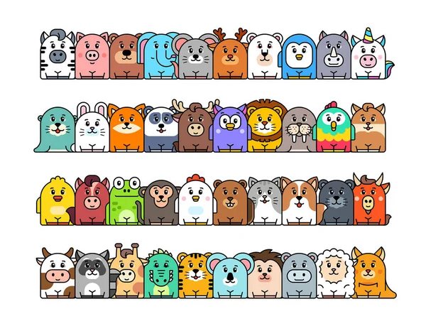 Animals Icon Set Ícone Animal Dos Desenhos Animados Design Ícones —  Vetores de Stock
