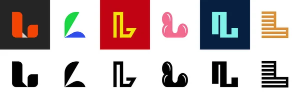Набір Літер Icon Design Елементи Шаблону Геометричні Абстрактні Логотипи — стоковий вектор