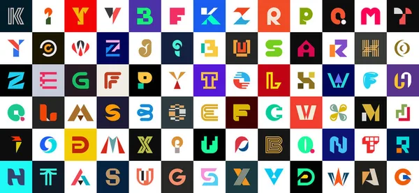 Абстрактная Коллекция Письмами Геометрические Абстрактные Логотипы Дизайн Иконок — стоковый вектор