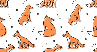 Fox logosu ile dikişsiz desen. beyaz arka plan üzerinde izole