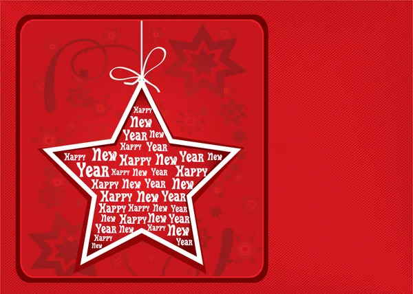 Illustration vectorielle étoile avec fond de motif rouge du nouvel an avec texte et espace. Carte de souhaits avec éléments de festivals.Ornements de fêtes et feux d'artifice. — Image vectorielle