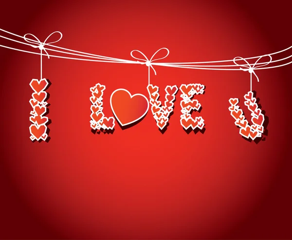 I Love You κείμενο με καρδιές φόντο ευχετήρια κάρτα για την ημέρα του Αγίου Βαλεντίνου, γάμο, χρονολόγηση και ρομαντικές εκδηλώσεις. Εικονογράφηση διανύσματος.Τυπογραφία. — Διανυσματικό Αρχείο