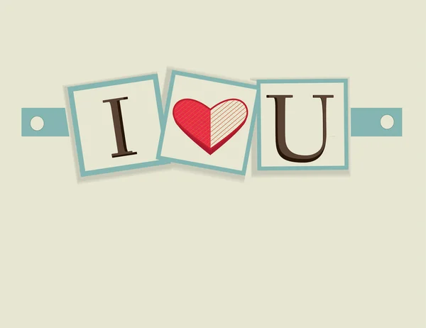 Vintage I Love You label texte avec fond de carte de vœux coeur pour Valentines jour, mariage, rencontres et événements romantiques. Illustration vectorielle Typographie — Image vectorielle