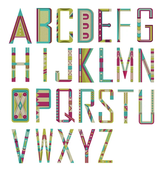 Dekorativa färgglada Uppercase söt alfabet typsnitt. Bokstäver och symboler design.Vektor illustration typografi för banderoller, rubriker, affischer, utbildning, brevpapper — Stock vektor
