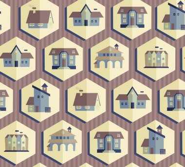 housess, vektör çizim ile Dikişsiz desen