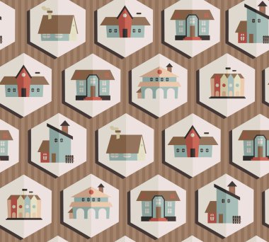 housess, vektör çizim ile Dikişsiz desen
