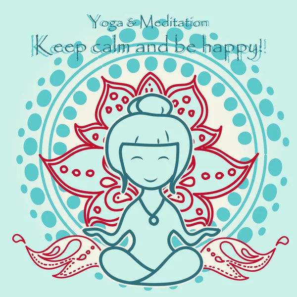 Yoga vettoriale e sfondo meditazione — Vettoriale Stock