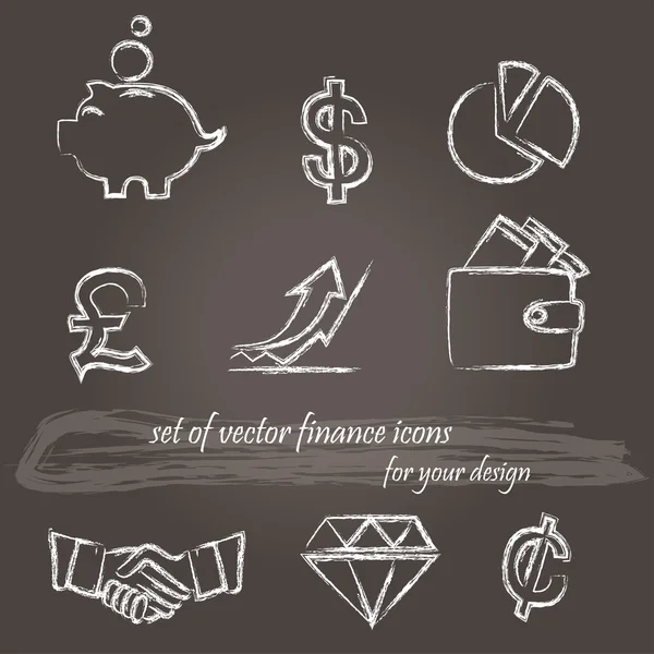 Hand drawn icons for finance design — Stock Vector