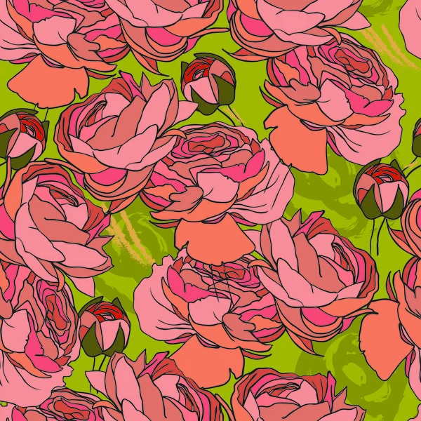Roses seamless pattern, vector illustration — Stock Vector