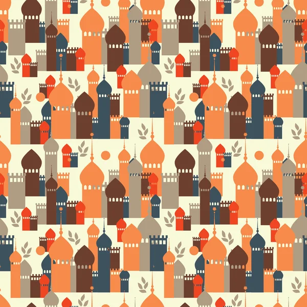 Seamless pattern from orient buildings — Stock Vector