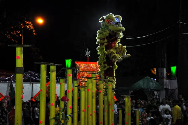 Traditionele vietnamese draak dans tijdens het Chinese Nieuwjaar festival van tet, in ho chi minh city, vietnam — Stockfoto