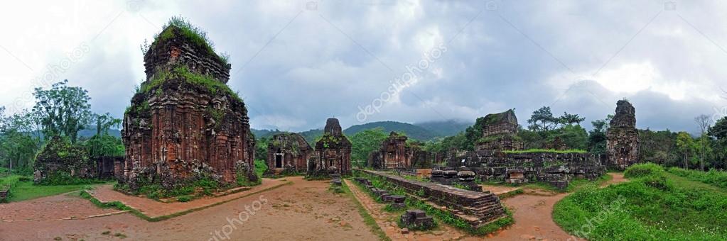 Panorama of My Son Hindu temple ruins, Vietnam