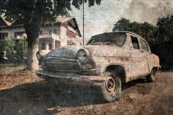 Eski eski model araba, grunge kartpostal — Stok fotoğraf
