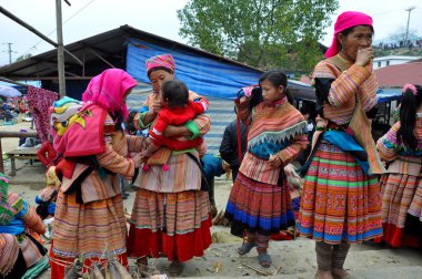 Vietnamca kırsal piyasa içinde bac ha, sapa, vietnam