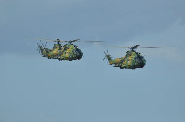 Puma helicopters in flight during a Military Parade — Stock Photo, Image