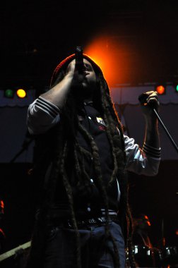 Sanatçı alborosie Jamaikalı canlı bir konser sahne gerçekleştirir.