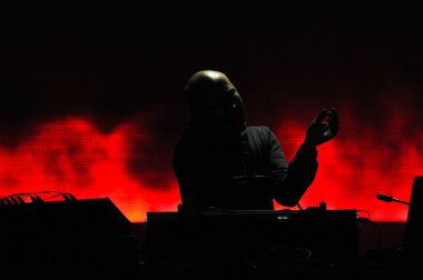 DJ Paul Kalkbrenner from Berlin, Germany mixing live on the stage at the Peninsula, Felsziget Music Festival clipart