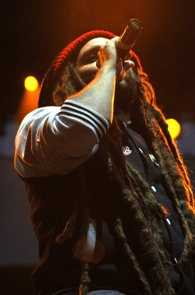 Artista Alborosie de Jamaica realiza en vivo en el escenario en un concierto — Foto de Stock