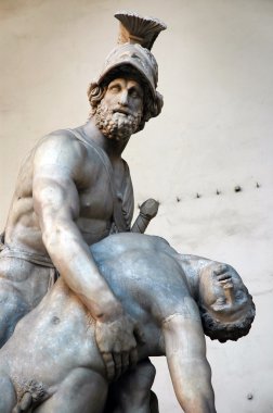 Sculpture of Menelaus supporting the body of Patroclus in the Loggia dei Lanzi, Florence, Italy clipart