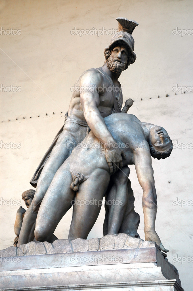 Sculpture of Menelaus supporting the body of Patroclus in the Loggia dei Lanzi, Florence, Italy