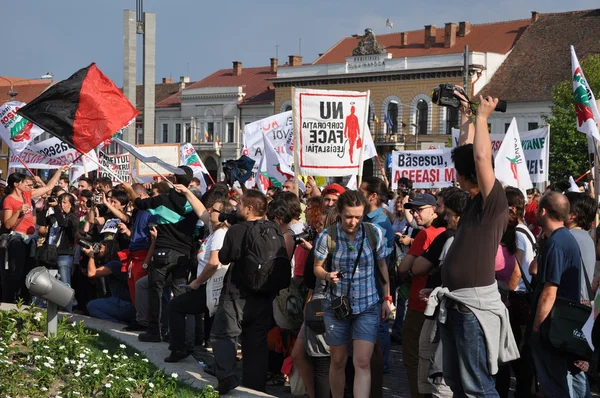 Rumen protesto hükümetin yeni yasaya karşı yüzlerce — Stok fotoğraf
