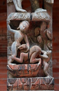 erotik oymalar topluluğu, açık kama sutra patan, Katmandu, Nepal Nepal bir tapınak olarak konumlandırır