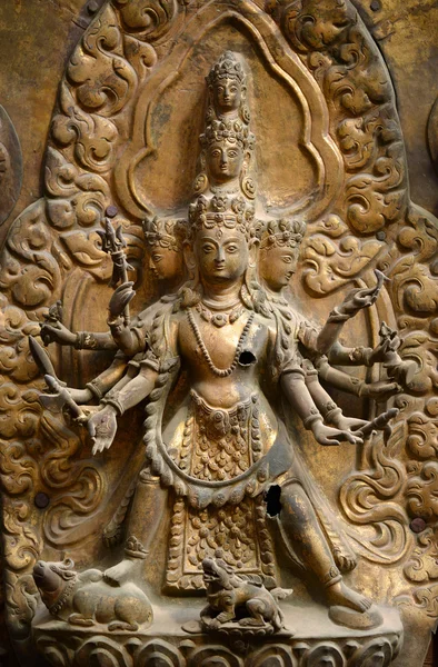 Brazen relief, sculpture of Shiva the destroyer in Patan's Durbar square. Kathmandu, Nepal — Stock Photo, Image