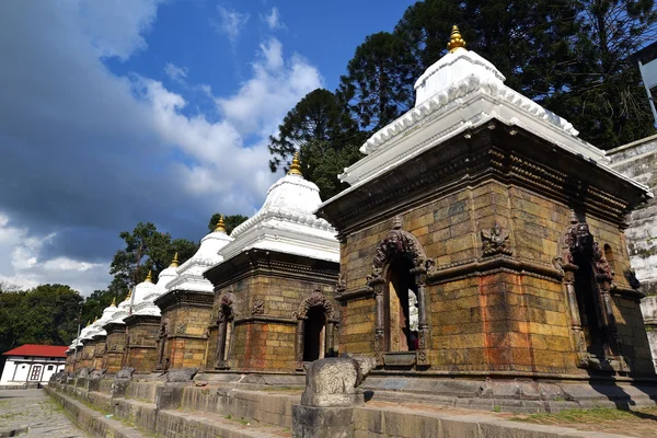 Fila de templos hindúes sagrados en Pashupatinath, Nepal —  Fotos de Stock