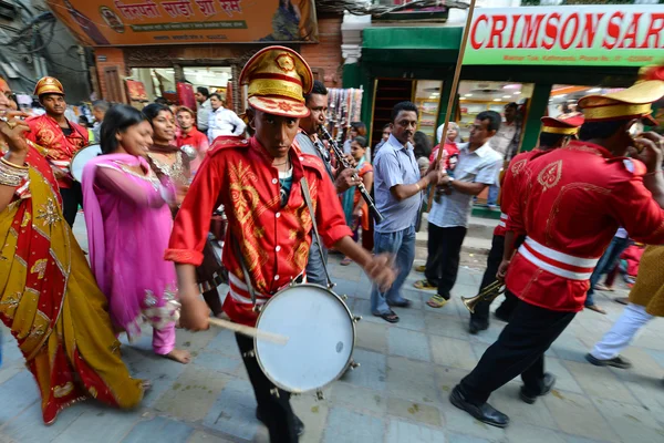 Nepalese Military Parade marching on the streets of Kathmandu — Stock Photo, Image