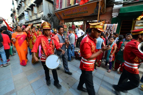 Nepalese Military Parade marching on the streets of Kathmandu — Stock Photo, Image