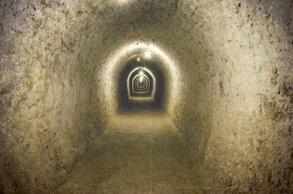 Vintage image of a corridor in an underground salt mine — Stock Photo, Image