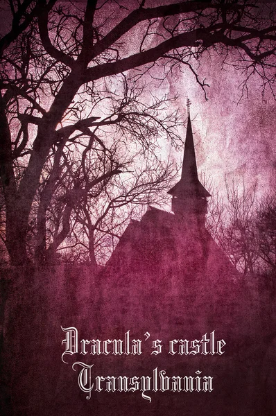 Immagine horror vintage del castello di Dracula in Transilvania — Foto Stock