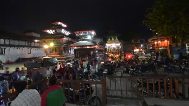 Caducidad nocturna de la plaza Durbar. Katmandú, Nepal — Vídeo de stock