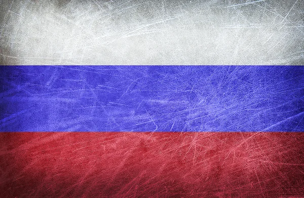 Ryssland flagg på ett grunge-vykort — Stockfoto