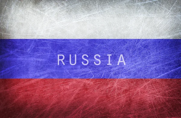 The flag of Russia on a grunge postcard — Stock Photo, Image