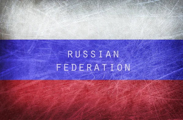 Ryssland flagg på ett grunge-vykort — Stockfoto