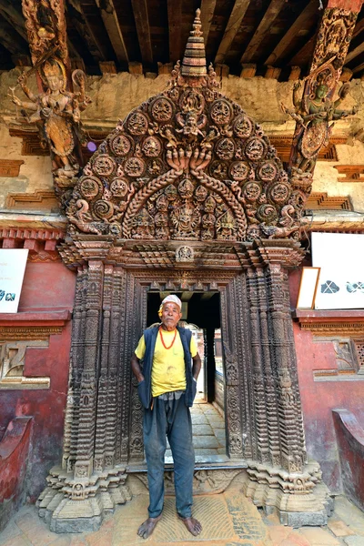 Nepalese man in traditional clothes in Kathmandu — Stock Photo, Image