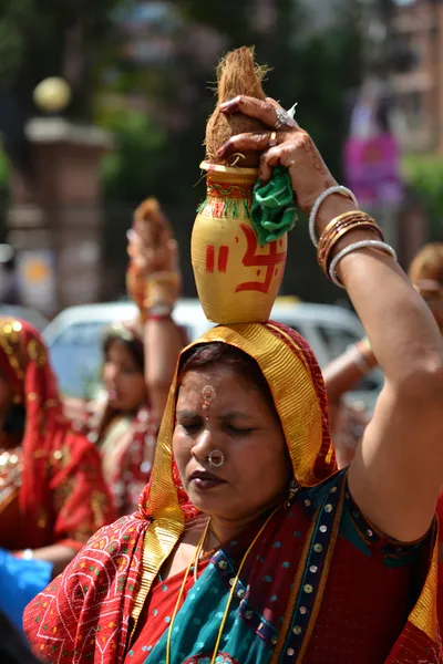 Nepalese people celebrating the Dasain festival in Kathmandu, Ne — Stock Photo, Image